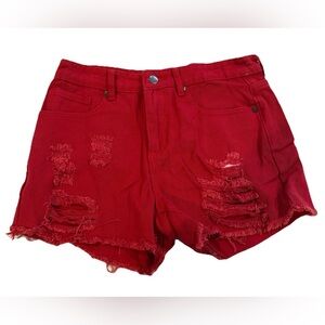 Red Distressed Women's Shorts Size 7
